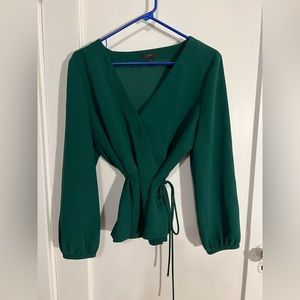 J. CREW DRAPEY CREPE FAUX WRAP TOP